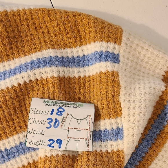 American Eagle Outfitters Tan and Blue Striped Oversized Crewneck Sweater XXL - Picture 10 of 10